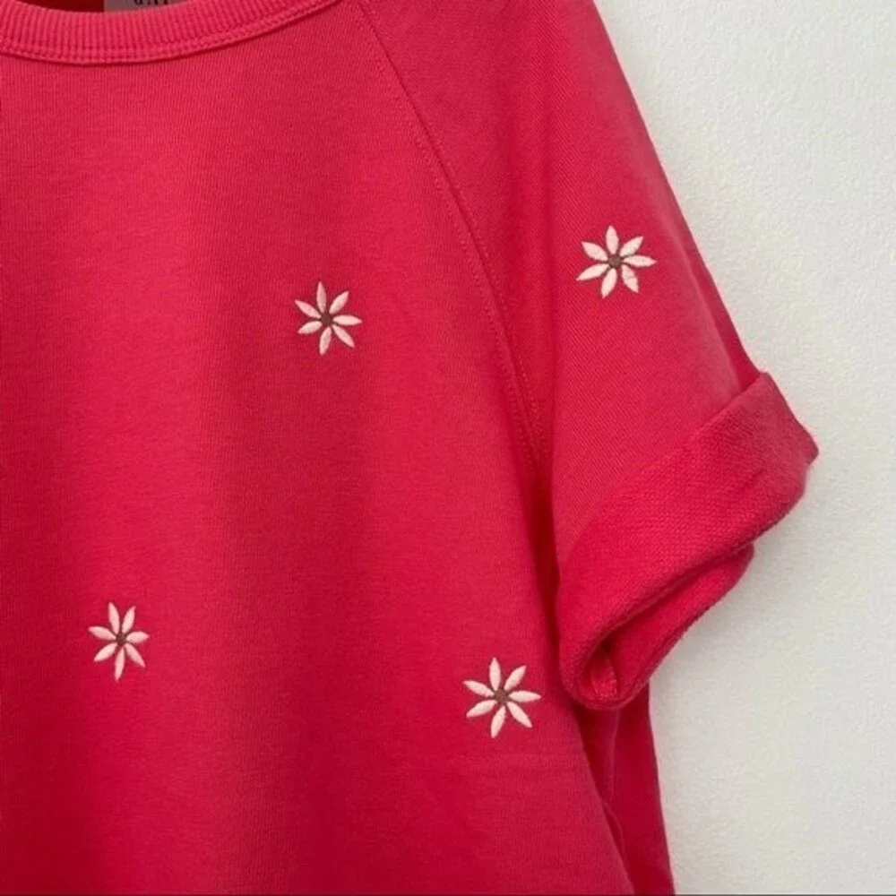 Gap Kids French Terry Dress in Coral with White Flowers size 6-7
